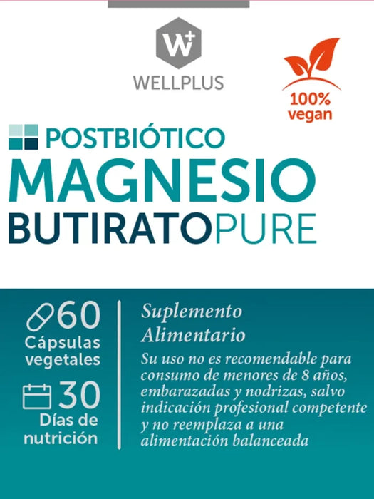 Magnesio Butirato Pure Vegana de WellPlus 60 cápsulas