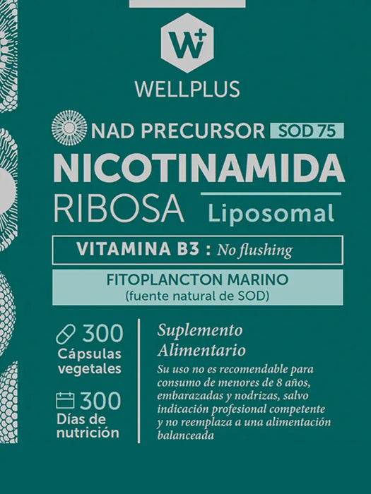 Nicotinamida Ribosa Liposomal de WellPlus 300 cápsulas
