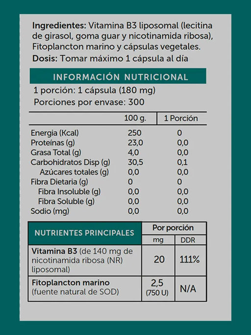 Nicotinamida Ribosa Liposomal de WellPlus 300 cápsulas