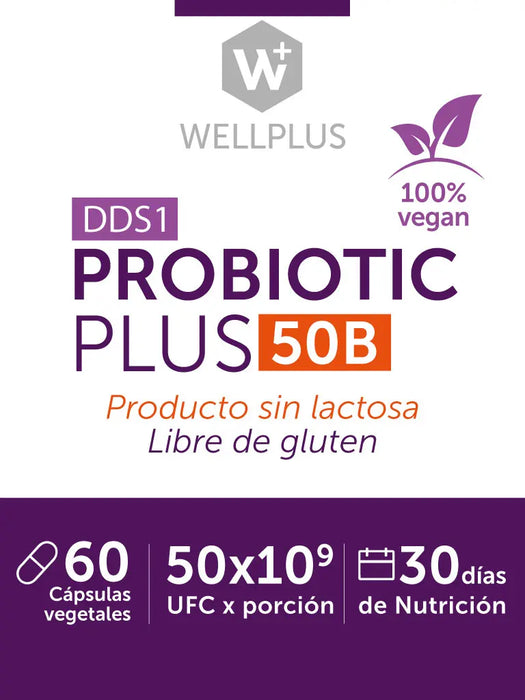 Probiotic Plus 50B sin Gluten de WellPlus 60 cápsulas