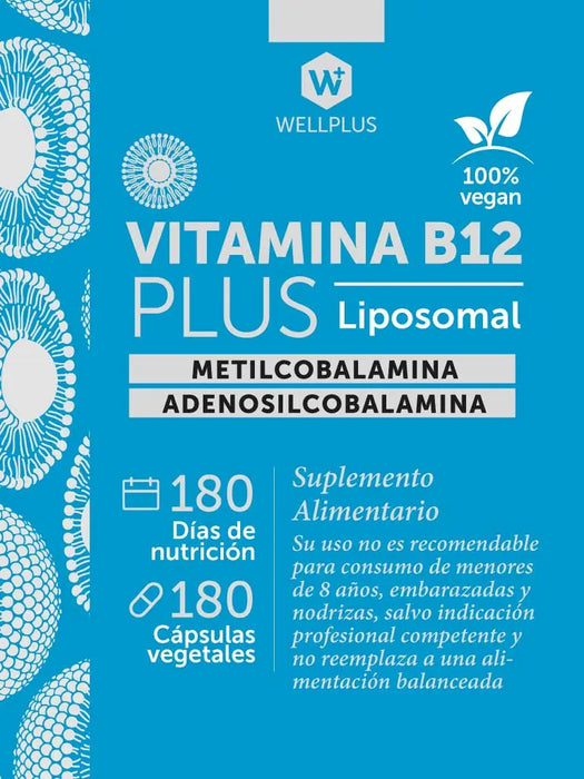 Vitamina B12 Plus Liposomal de WellPlus 180 cápsulas