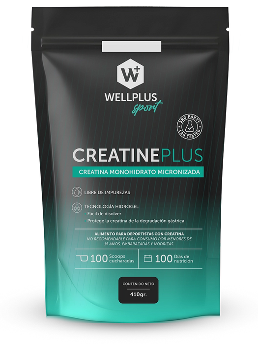 Creatina Plus Monohidratada y Micronizada de WellPlus 100 scoops