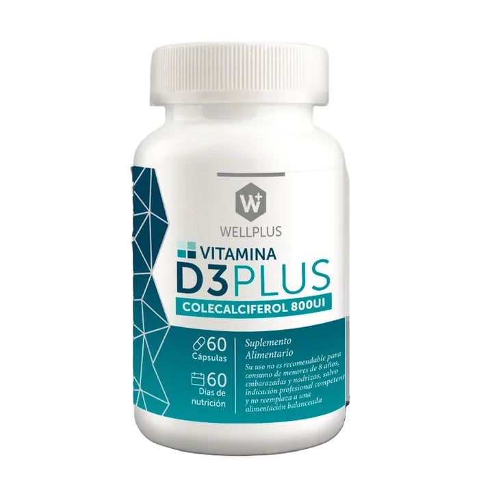 Vitaminas D3 Plus de WellPlus 60 cápsulas