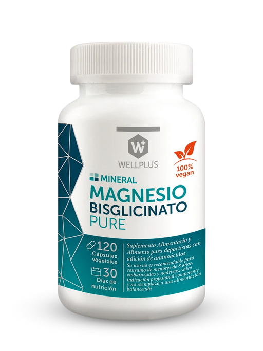 Magnesio Bisglicinato Pure Pure Vegana de WellPlus 120 cápsulas