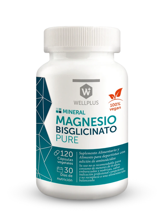 Magnesio Bisglicinato Pure Pure Vegana de WellPlus 120 cápsulas