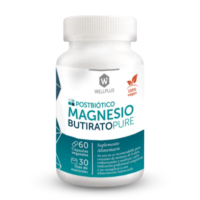 Magnesio Butirato Pure Vegana de WellPlus 60 cápsulas