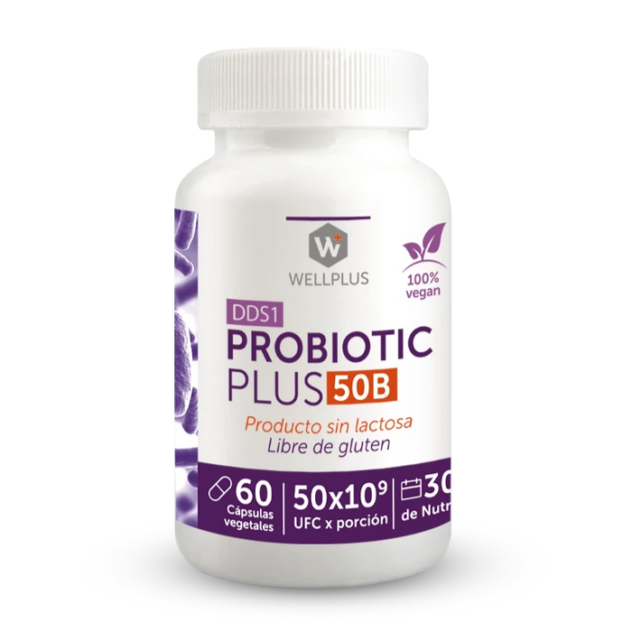 Probiotic Plus 50B sin Gluten de WellPlus 60 cápsulas