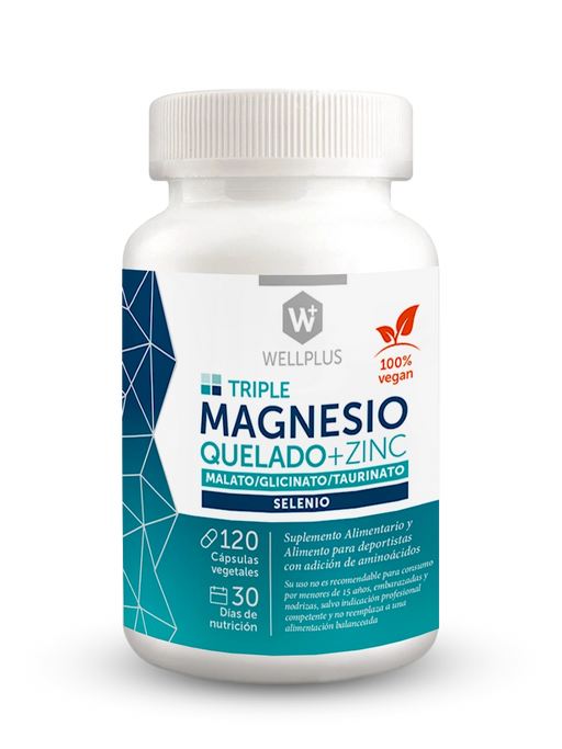 Triple Magnesio Quelado + Zinc de WellPlus 120 cápsulas