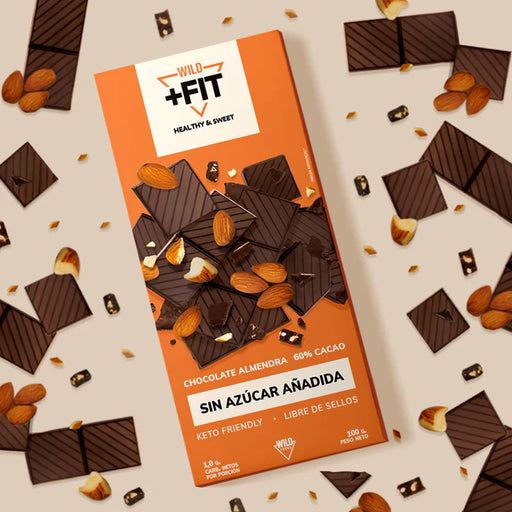 Chocolate con Almendras Sin Azúcar 60% de Cacao Wild Fit 100 gr