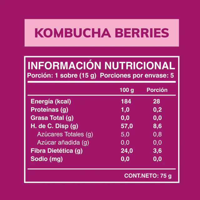 Kombucha Instantánea en Polvo con Probióticos sabor Berries