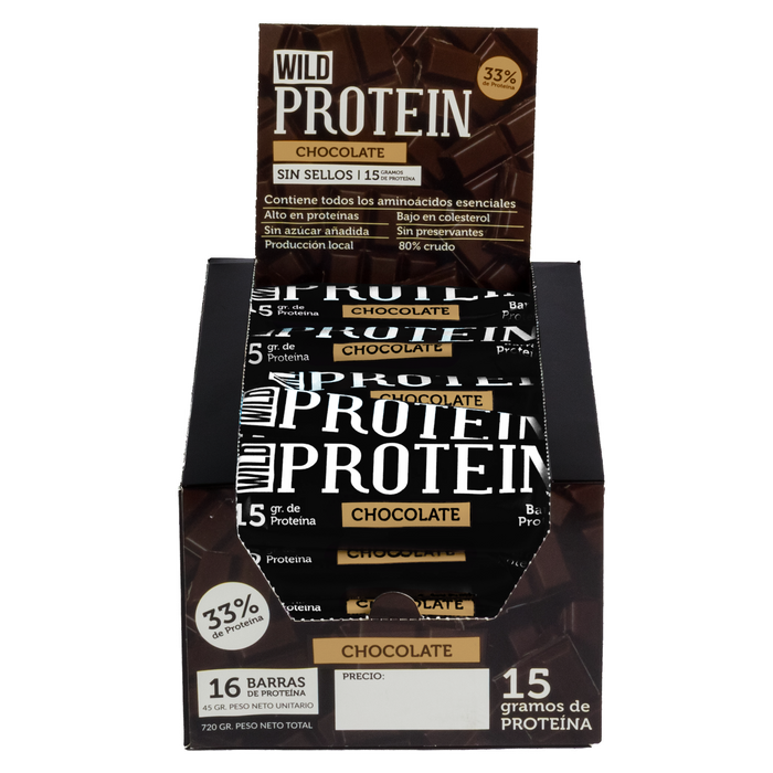 Barritas de Proteína de Chocolate Wild Protein 16 Unidades