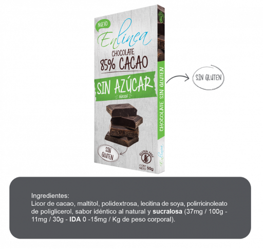 Chocolate 85% Cacao En Línea 50gr
