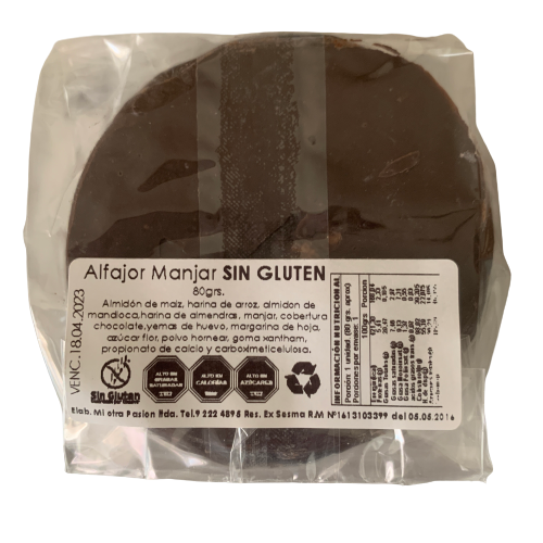 Alfajor Relleno con Manjar Sin Gluten Mi Otra Pasión 80 gr
