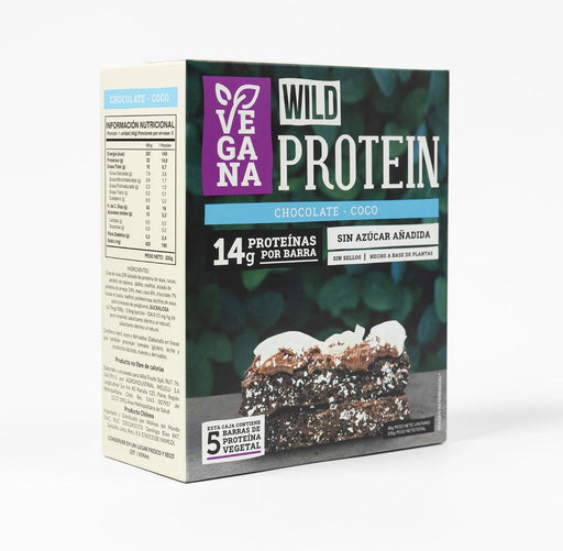 Barritas de Proteina Veganas Wild Protein Chocolate Coco 5 un