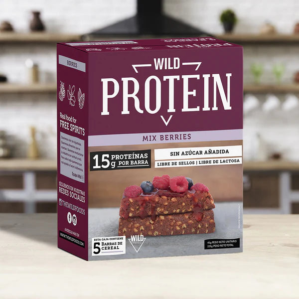 Barritas de Proteína de Chocolate Berries Wild Protein 5 Unidades