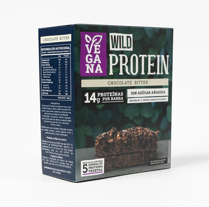 Barrita de Proteina Vegana Wild Protein Chocolate Bitter 5 un