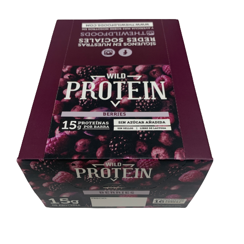 Barritas de Proteína de Chocolate Berries Wild Protein 16 Unidades